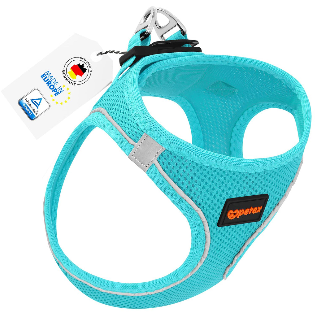 Petex dog harness for small and medium-sized dogs - TUV tested - Made in Europe - Puppy harness with Air Mesh technology - Reflective and breathable - Chest harness for dogs - Dog Harness Baby Blue M - PawsPlanet Australia