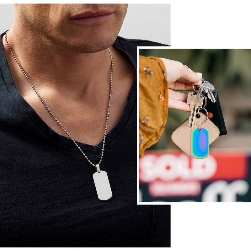 Cheriswelry Blank Stamping Dog Tag Pendant Stainless Steel Personalized Engraving Name Charm Pet ID Name Charms for Necklace Jewelry Black 45x25x1.5mm - PawsPlanet Australia