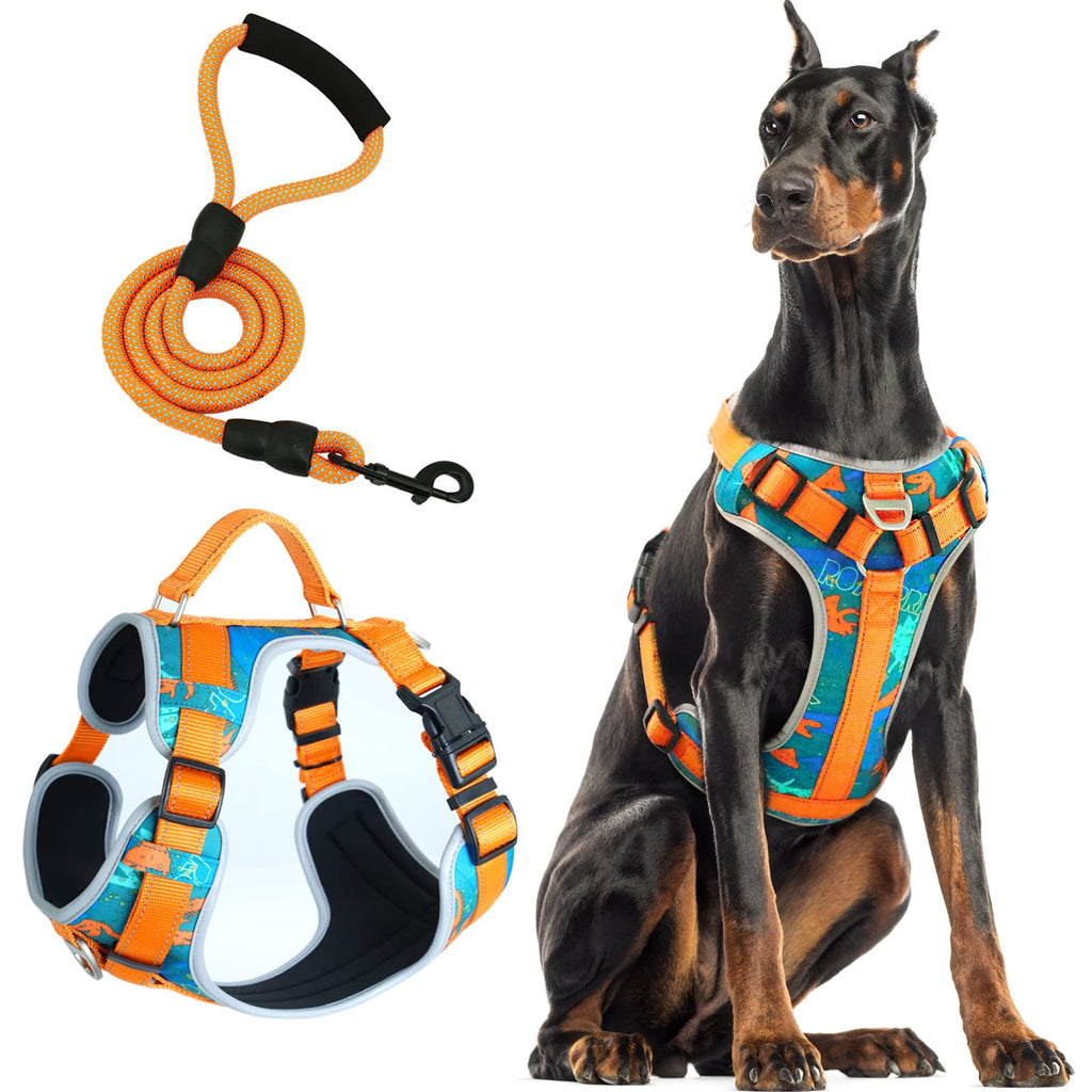 Supet Dog Harness and Leash Set for Large Medium Small Dogs No Pull Adjustable Pet Harness Reflective Dog Harness with Handle for Training Walking Running Various Colors S (Chest: 19.7-23.6") - PawsPlanet Australia