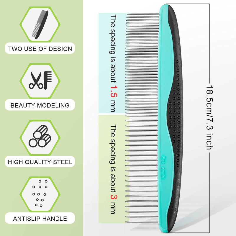 2 Pieces Dog and Cat Comb Pet Hair Comb for Long and Short Hair Pet Comb Metal Combs for Grooming with Stainless Steel Teeth - PawsPlanet Australia