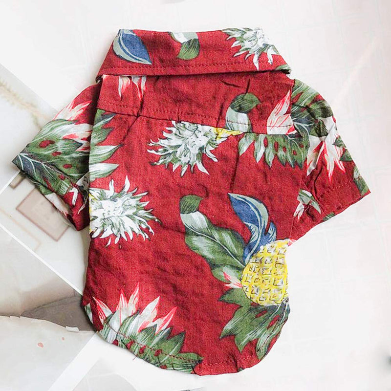 BUYITNOW Hawaiian Pet Dog Polo T Shirts Dog Summer Shirt for Small to Medium Puppy Beach Coconut Tree Print Vest X-Small Red Hawaiian Shirts - PawsPlanet Australia