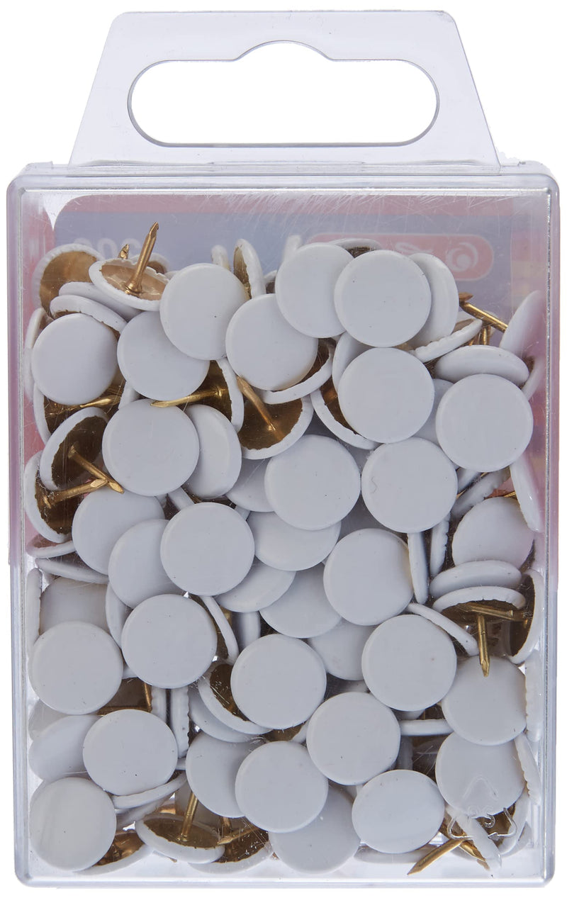 Herlitz round tacks, plastic-coated metal, 200 pieces in hanging box, white - PawsPlanet Australia