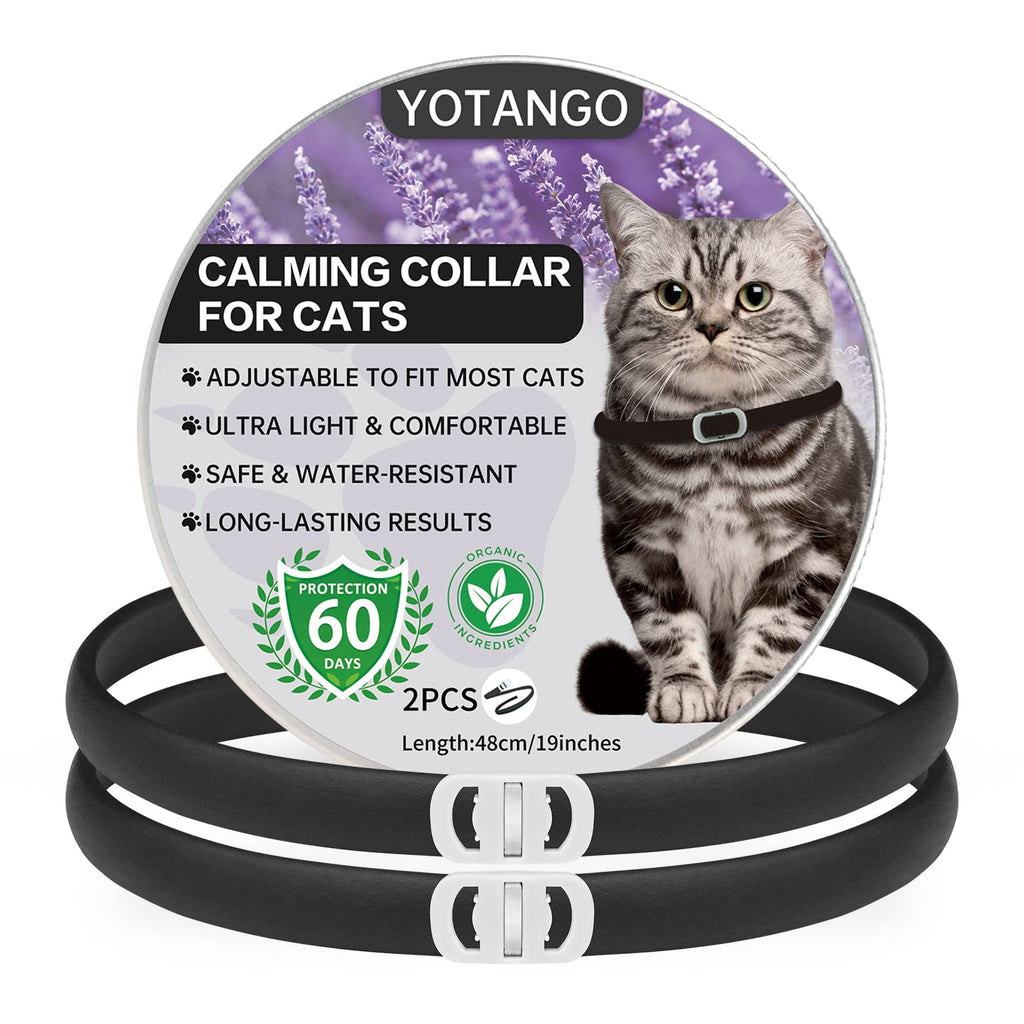 Calming Collar for Cats, Adjustable Calming Collar with Pheromones Cats Waterproof Calming Collar for Cats Anti Stress for 60 Days for Kittens Large Cats Black 2pcs Black-2pcs - PawsPlanet Australia