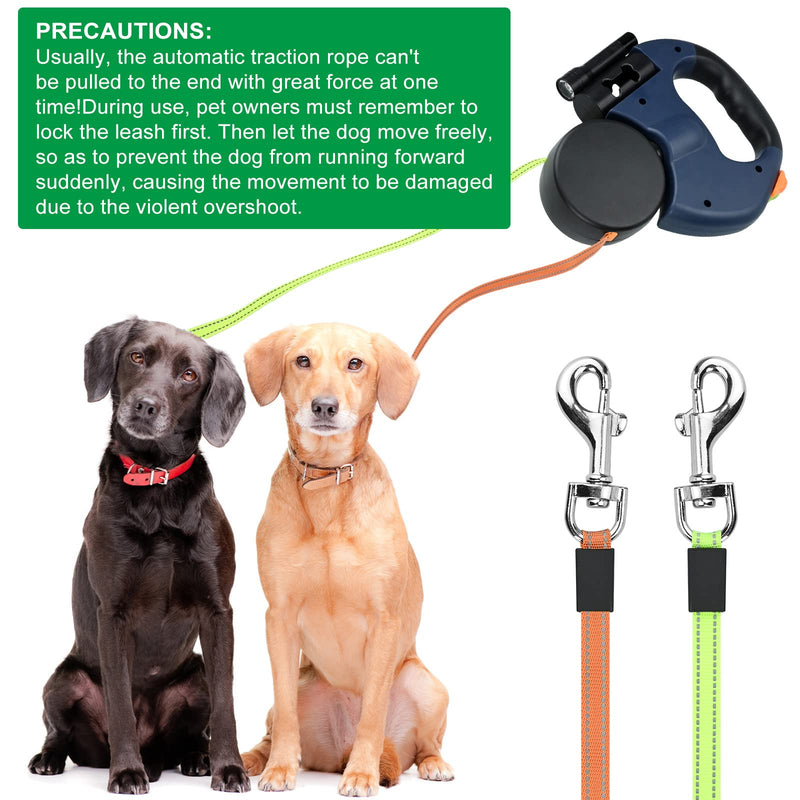 Double Retractable Dog Leash with Non-Slip Handle & Adjustable 3M Dog LeashRetractable Dog Leash Double Leash with Garbage Box, Nylon Strap One-Hand Brake Pause Lock (Blue) Blue - PawsPlanet Australia