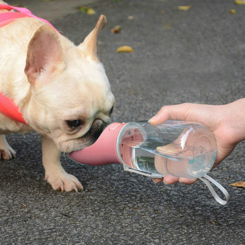 DEYACE Dog Water Bottle Portable Leak Proof Puppy Water Dispenser for Outdoor Walking Hiking Travel, 12OZ-19OZ Food Grade Plastic BPA Free Cherry Pink 19oz - PawsPlanet Australia