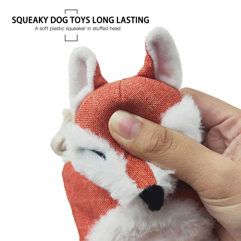 Vitscan Stuffless Dog Toys for Puppy, Crinkle Squeaky Dog Chew Toys Squirrel Plush Dog Toy with Rope Knots for Small Dogs (Squirrel) Fox - PawsPlanet Australia