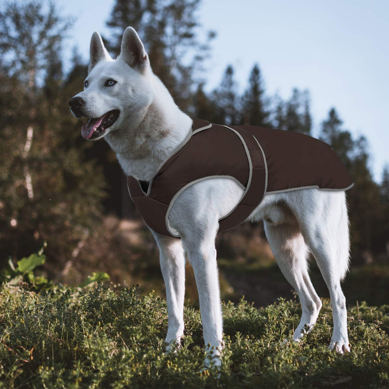 MIGOHI Reflective Waterproof Windproof Dog Coat Cold Weather Warm Dog Jacket Reversible Stormguard Winter Dog Vest for Small Medium Large Dogs X-Small (Pack of 1) Brown - PawsPlanet Australia