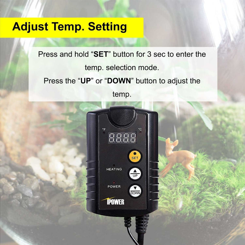 [Australia] - Simple Deluxe 100W Infrared Ceramic Reptile Heat Lamp Bulb No Light Emitting Brooder Coop Heater & Digital Heat Mat Thermostat Controller Combo for Amphibian Pet & Incubating Chicken, Black 