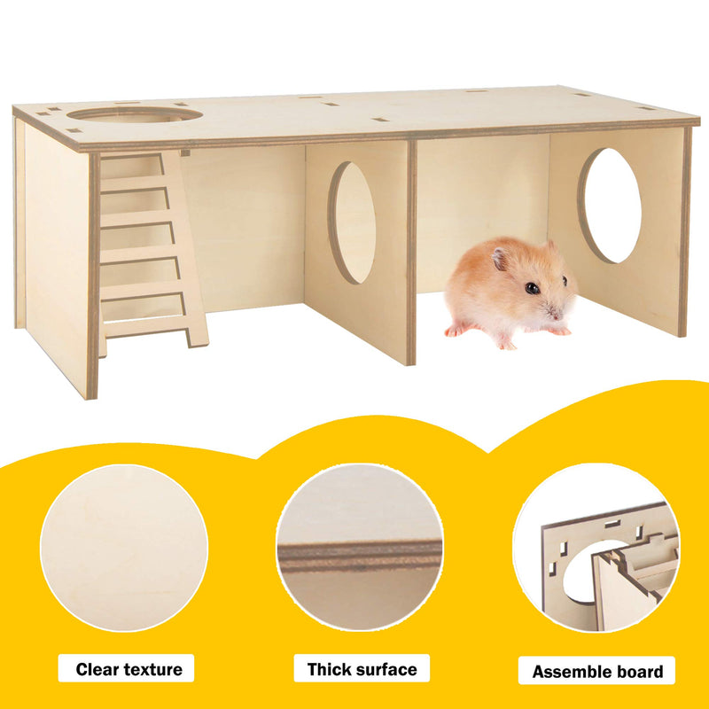 Originalidad Hamster Secret Peep Shed 2-Chamber Hideout & Tunnel Exploring Toys Detachable Habitat House for Guinea Pigs, Hamsters, Chinchillas - PawsPlanet Australia