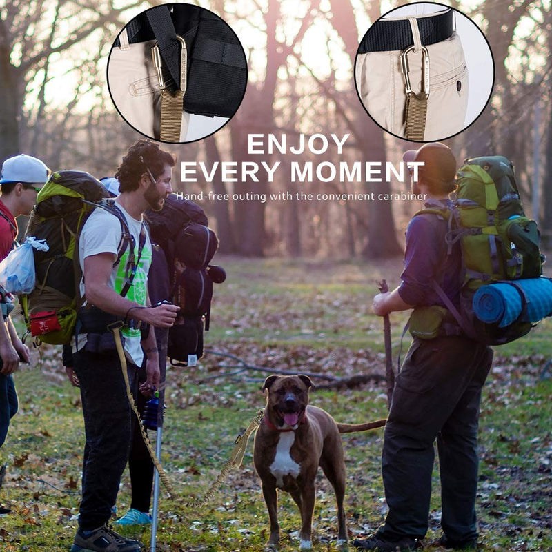 EXCELLENT ELITE SPANKER Tactical Bungee Dog Lead Military Lead Dog Elastic Brown Black Dog Lead Walk Training Lead Nylon Leash for Dogs Quick Release Dog Leash with 2 Control Handle(Black) - PawsPlanet Australia
