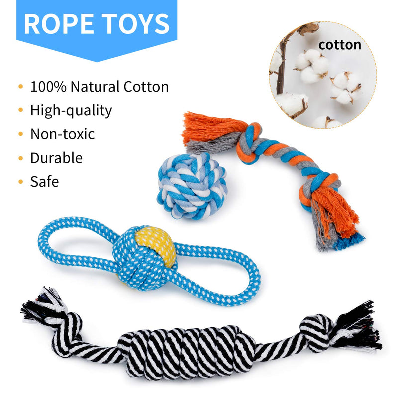 Toozey Dog Toys Puppy Toys Elephant - 7 Pcs Dog Toys for Boredom Small Dogs - Puppy Chew Toys&Squeaky Dog Toys Bundle - Puppy Toys from 8 Weeks -Natural Cotton&Non-Toxic - PawsPlanet Australia