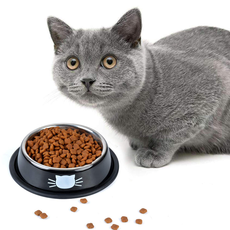 Legendog Cat Bowls, 2 Pcs Food Grade Feeding Bowl Cat Stainless Steel Non-slip Cats Bowl Cat Bowl Set | Food Bowl Cat | Cat Water Bowl | Pet Bowls for Cats | for Cats (Grey) Black / Grey - PawsPlanet Australia