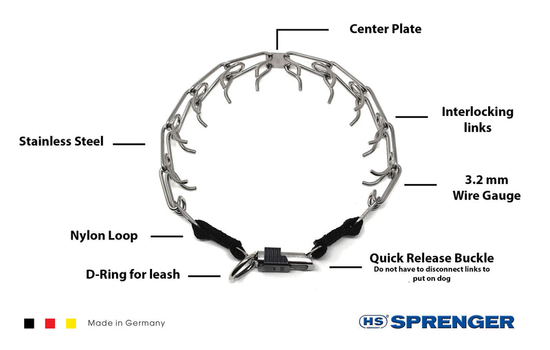 [Australia] - Herm Sprenger Stainless Steel Prong Dog Training Collar with Quick Release Buckle Ultra-Plus Pet Pinch Collar No-Pull Collar for Dogs Made in Germany 20in (52cm) 3.2mm 