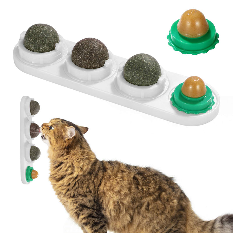 POPETPOP Catnip Balls for Cats- Rotatable Catnip Ball Cat Candy 5 in 1 Self-Adhesive Edible Catnip Toys, Catnip Wall Lick Treats Toys for Cats Kitten Kitty - PawsPlanet Australia