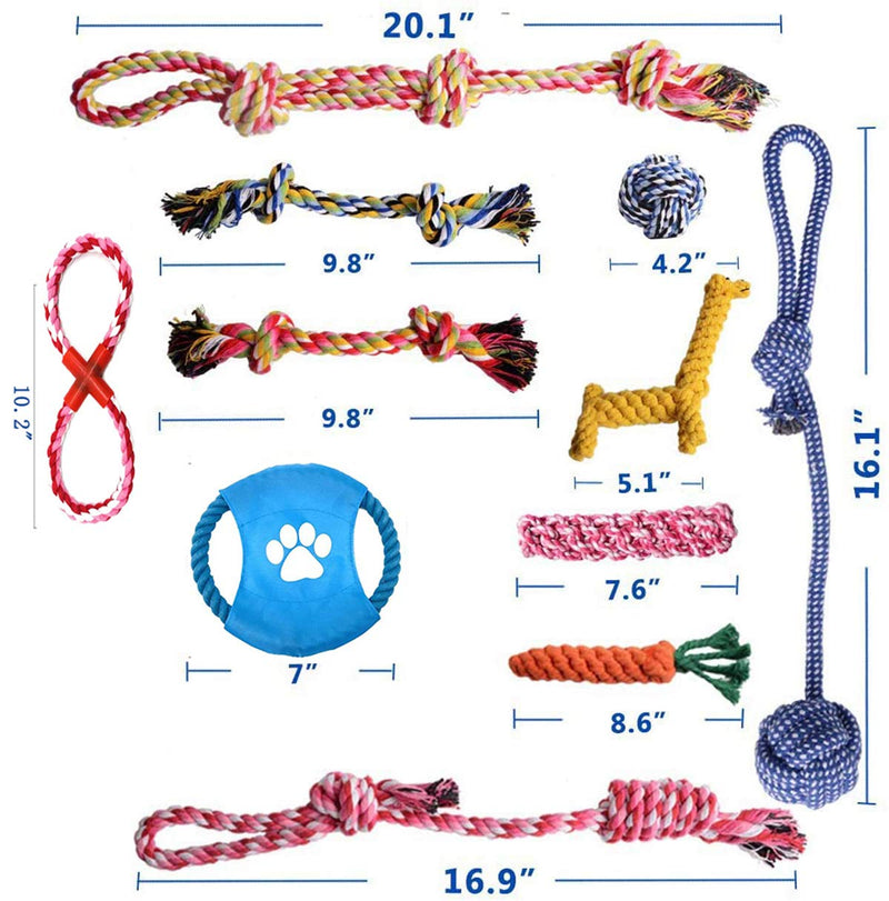 Dog Rope Toy Durable Dog Chew Toys Natural Cotton & Non-Toxic Tough Pet Rope Toys for Small Medium Large Dogs Set of 11 (Style01) Style01 - PawsPlanet Australia