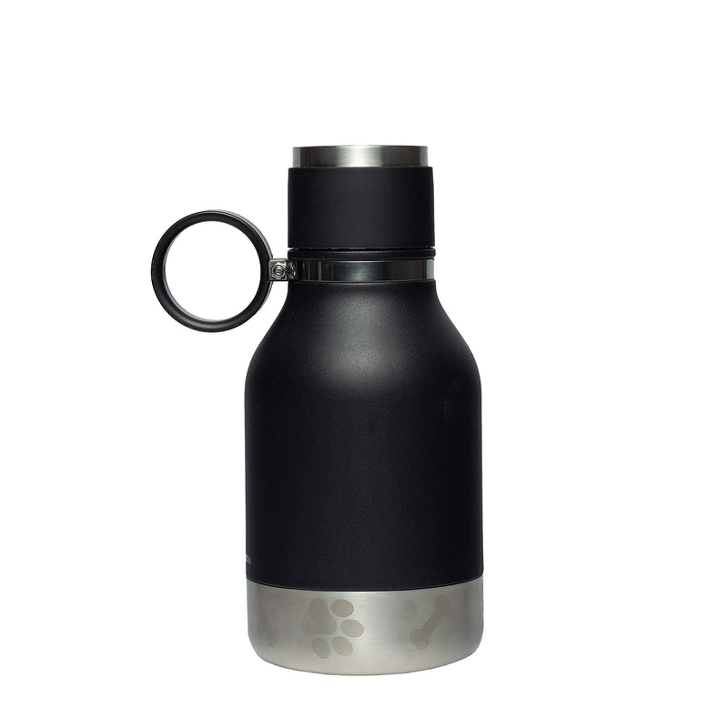 Asobu Dog - Pet Bowl Attached to Stainless Steel Insulated Travel Water Bottle 33 Ounce (Black) Black - PawsPlanet Australia