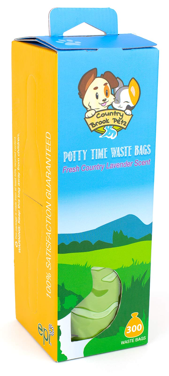 [Australia] - Country Brook Petz - Lavender Scented Potty Time Waste Bags - No Hassle Dog Poop Bags (Single Roll, 300 Count) 