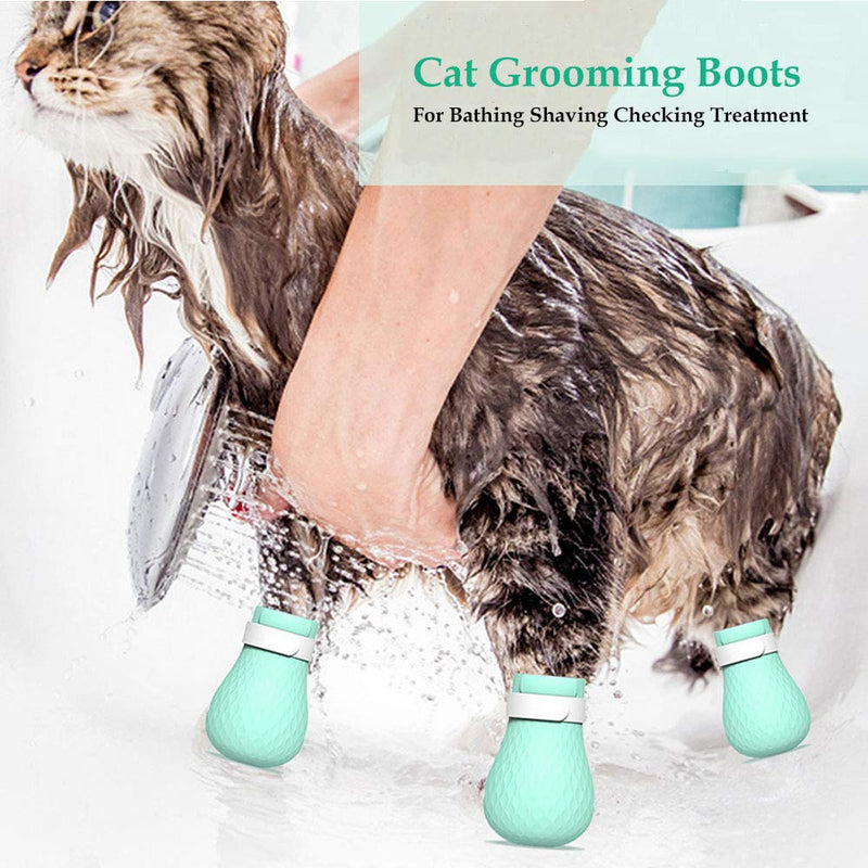 ASOCEA 4PCS Anti-Scratch Cat Foot Shoes Silicone Pet Grooming Scratching Adjustable Cat Paw Protector Shoes for Home Bathing Shaving - PawsPlanet Australia