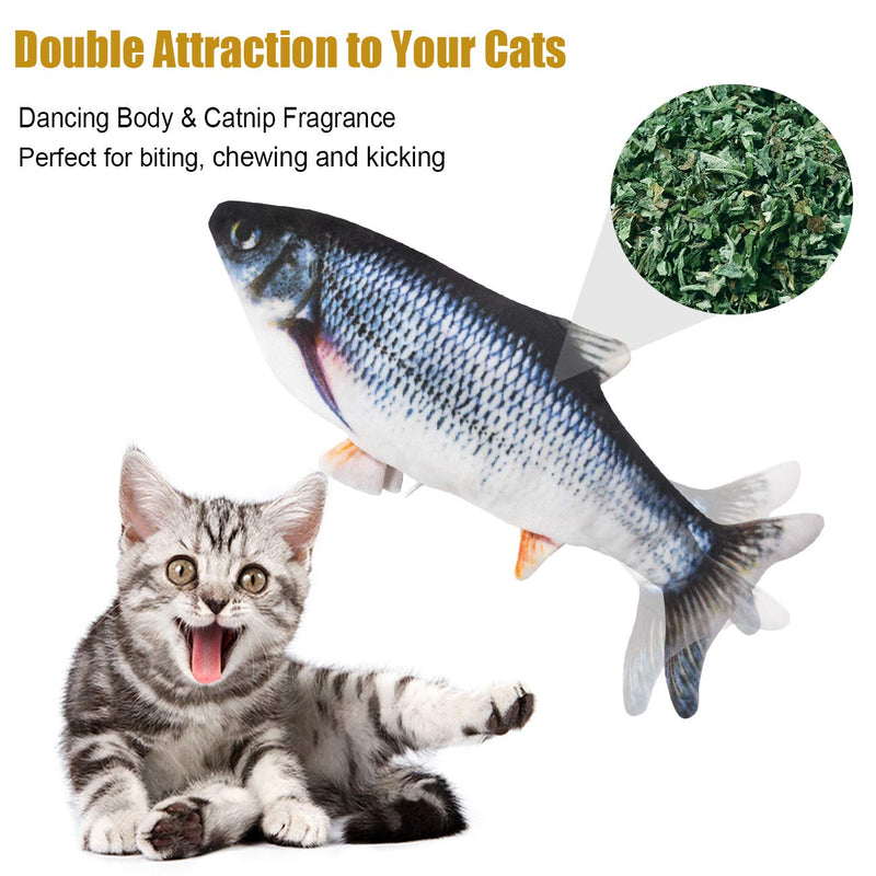 Senneny Electric Moving Fish Cat Toy, Realistic Plush Simulation Electric Wagging Fish Catnip Kicker Toys, Funny Interactive Pets Pillow Chew Bite Kick Supplies for Cat Kitten Kitty 9 Inch - PawsPlanet Australia