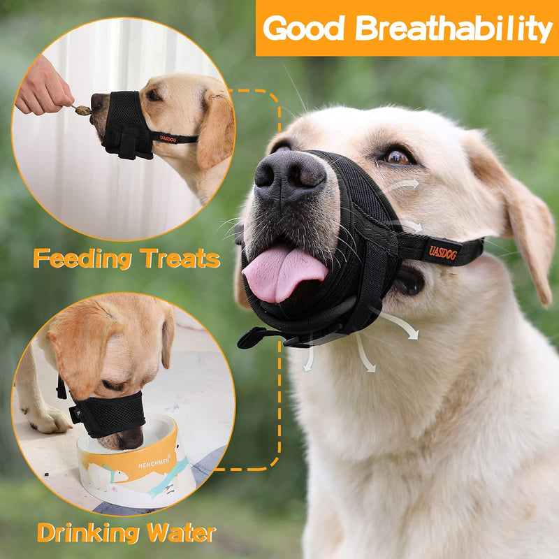 UASDOG Dog Muzzle, Soft Muzzles for Small Medium Large Dogs, Puppy Dog Mouth Cover Guard to Prevent Biting Barking and Chewing, Comfortable Soft Fabric and Adjustable Strap, Fit and Stay on Well S Black - PawsPlanet Australia