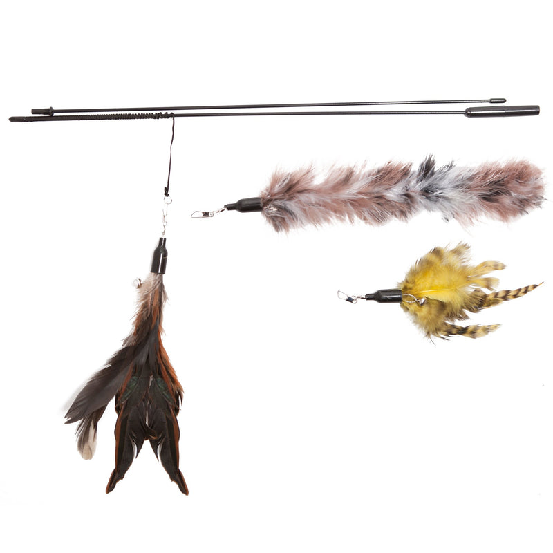 [Australia] - The Natural Pet Company Feather Wand Cat Toy (Includes 3X Feather Refills), These Natural Feathers are Guaranteed to Drive Your Cat Wild 