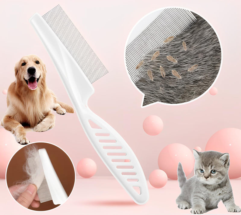 Flea comb for dogs and cats, professional dog combs, pet comb for removing fleas, lice comb, dust comb with rounded metal teeth for gentle care - PawsPlanet Australia