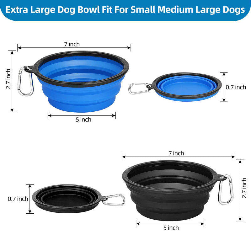 [Australia] - Kytely 2 Pack Extra Large Collapsible Dog Bowls, 34oz Foldable Dog Travel Bowls, Portable Dog Water Food Bowl with Carabiner, Pet Feeding Cup Dish for Traveling, Walking, Parking 