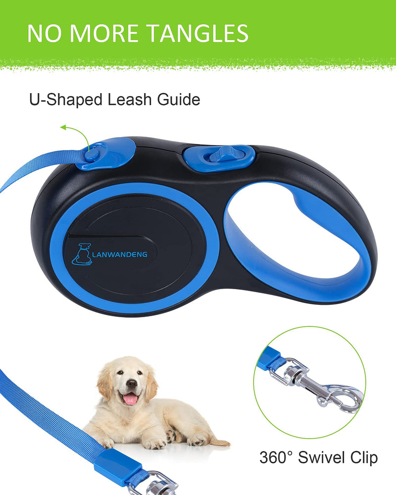 26FT Long Chew Proof Retractable Dog Leash with 2 Heavy Duty Anti-Chewing Wire Ropes, 360° Tangle-Free Dog Lead with Anti-Slip Handle for Small/Medium/Large Dogs… Blue - PawsPlanet Australia