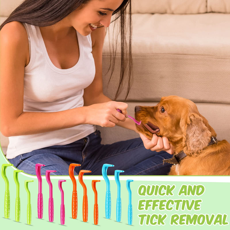 Kittmip 24 Packs Tick Remover Plastic Tick Remover Tools Tick Puller Removal Tick Grabber for Dogs Cats Humans, 3 Sizes, Green Rose Red Blue Orange - PawsPlanet Australia