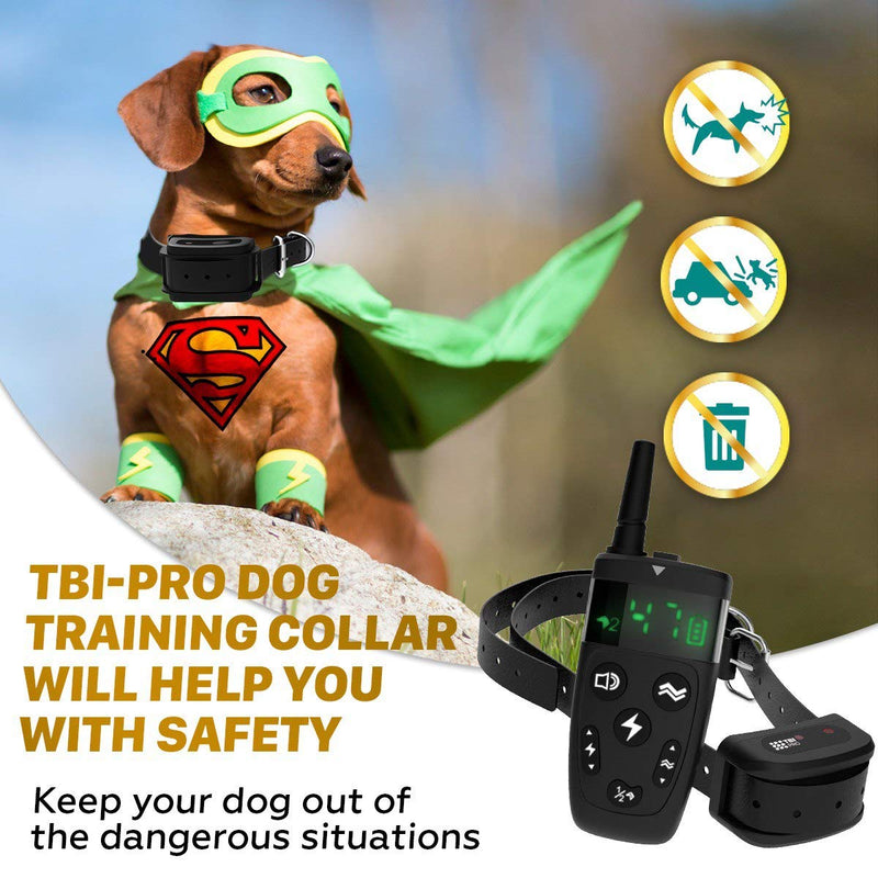 [Australia] - TBI Pro Dog Training Collar with Remote - Shock Collar for Dogs Range 1600 feet, Vibration Control, Rechargeable Bark E-Collar - IPX7 Waterproof for Small, Medium, Large Dogs, All Breeds 