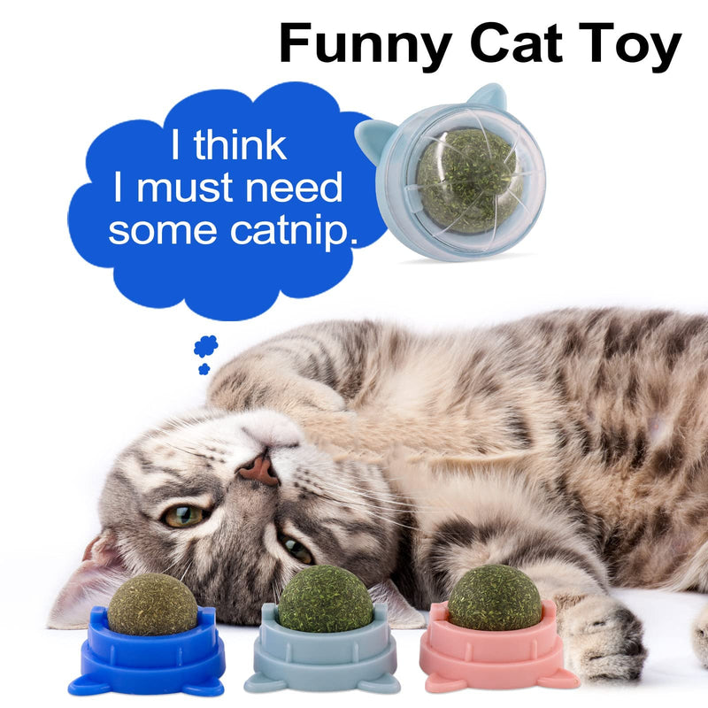 JULY BRISE Improved sweet catnip balls, 360° rotating cat licking catnip toy, catnip ball with powerful stickers, healthy and fun cat gift, cat shape, 3 pieces - PawsPlanet Australia