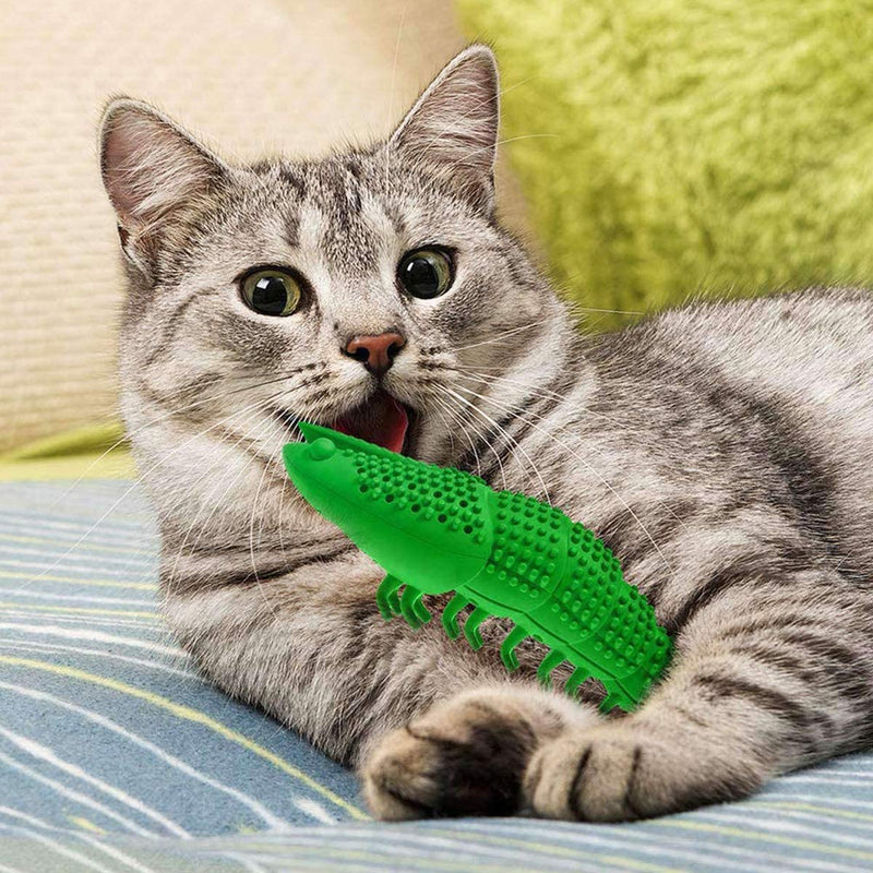 BDUK Cat Catnip Toys, Interactive Cat Toothbrush Chew Toy Refillable Natural Rubber Bite Resistance Lobster Shape Toys for Teeth Cleaning Dental Care for Kitten Cats Playing Chewing - PawsPlanet Australia