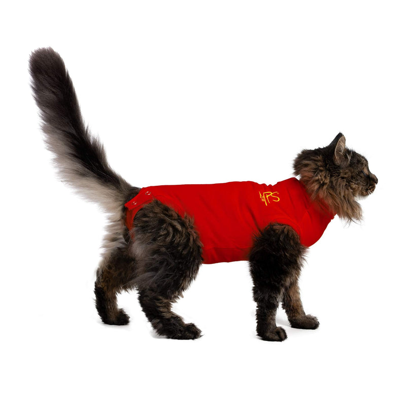 MPS Medical Pet Shirt Cat, Surgery Recovery Suit, Red, X-Small - PawsPlanet Australia