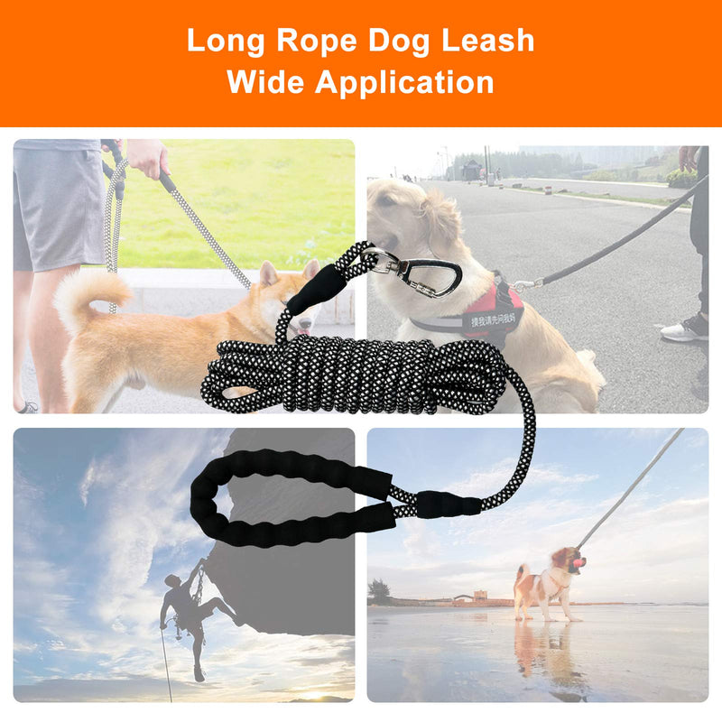 NTR Dog Leash, 5FT 10FT 15FT 20FT 30FT 50FT 100FT Heavy Duty Leash with Swivel Lockable Hook and Comfortable Padded Handle, Walking, Hunting, Camping, Yard for Small Medium Large Dogs 50ft*1/3" Black - PawsPlanet Australia