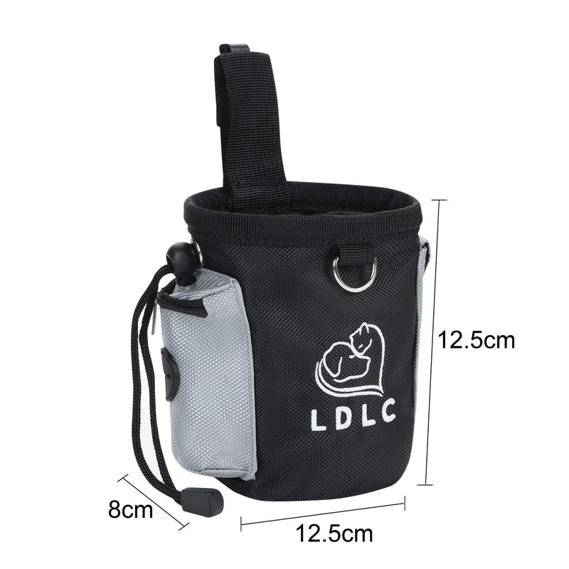 Dog Treat Bags Pouch for Walking Training Puppy Treat Pouch with Drawstring Waistband Clip Belt Bag Dispenser 2 Side Pocket,Small Waist Bag for Women Men Carry Treats Poop Bags Toys,Black Grey Black+Grey - PawsPlanet Australia