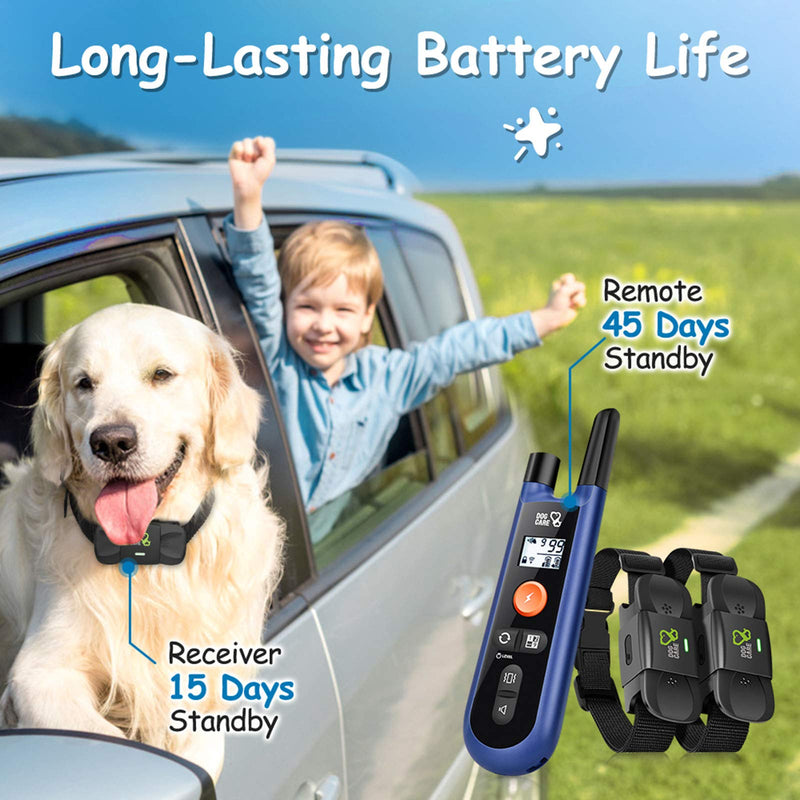 [Australia] - DOG CARE Dog Training Collar with Remote - Rechargeable Dog Shock Collar w/3 Training Modes, Beep, Vibration, Shock, 1000Ft Range, 2 Receivers Dog Collar for Large Medium Small Dogs, Safe & Humane 