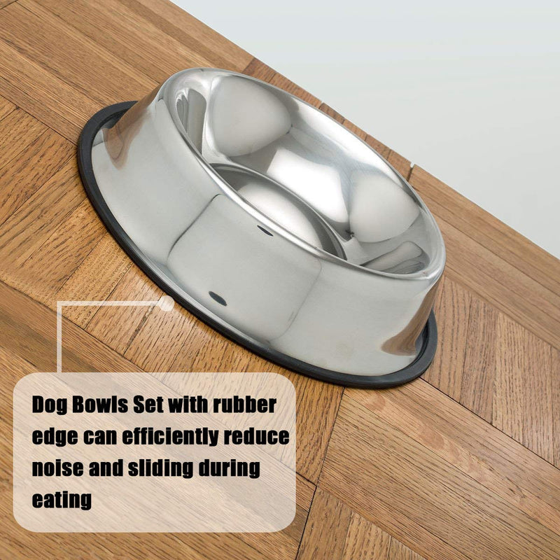 Mlife Stainless Steel Dog Bowl with Rubber Base for Small/Medium/Large Dogs, Pets Feeder Bowl and Water Bowl Perfect Choice (Set of 2) 16oz - PawsPlanet Australia