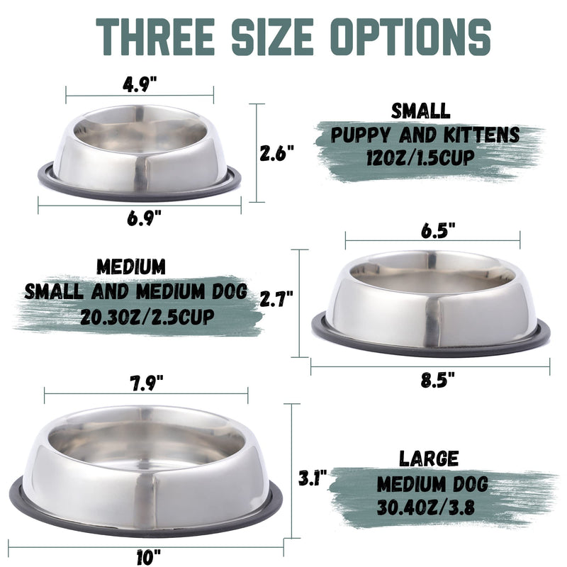 Nicelock Stainless Steel Slanted Dog Bowl(1 Pack), Removable Non-Slip Rubber Ring, Stackable Pet Bowls Feeder & Water Dish Small-12OZ/1.5Cup - PawsPlanet Australia