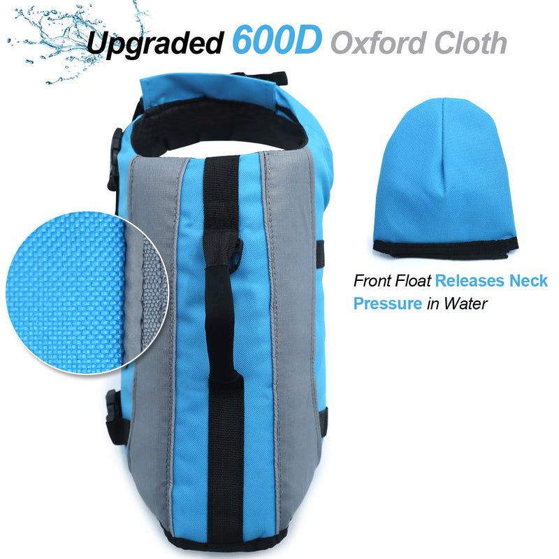 Vivaglory Dog Life Jackets with Extra Padding Pet Safety Vest for Dogs Lifesaver Preserver M:21-25 inch (Ribcage Girth) Blue - PawsPlanet Australia