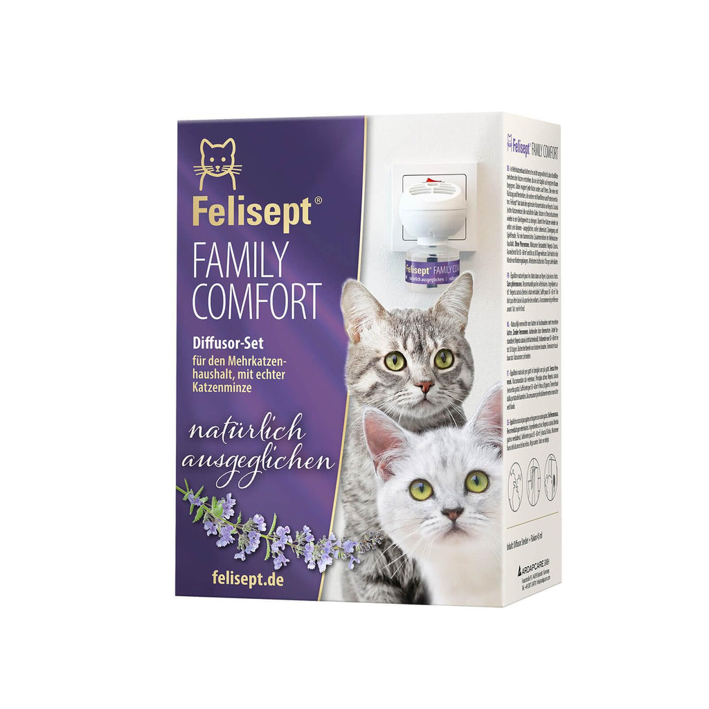 Felisept Family Comfort starter set in the multi-cat household (evaporator + bottle 45ml) - calming agent for cats - cat calming agent natural catnip - relaxing agent for cats starter set - PawsPlanet Australia