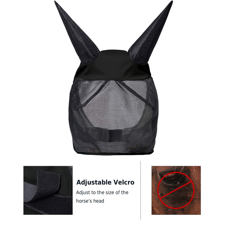 fertgo Fly Mask for Horses with All-Round Breathable Mesh, Non Heat Transferring HORSE Black - PawsPlanet Australia