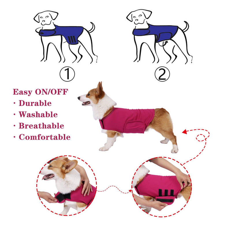 YUKOOL Anxiety Coat for Dogs, Lightweight Wrap Calming Vest, Dog Anxiety Jacket, Used to Instant Therapy for Over Excitement in Lightning and Fireworks to Keep Calming Comfort(XS,Rose Red) XS Rose Red - PawsPlanet Australia