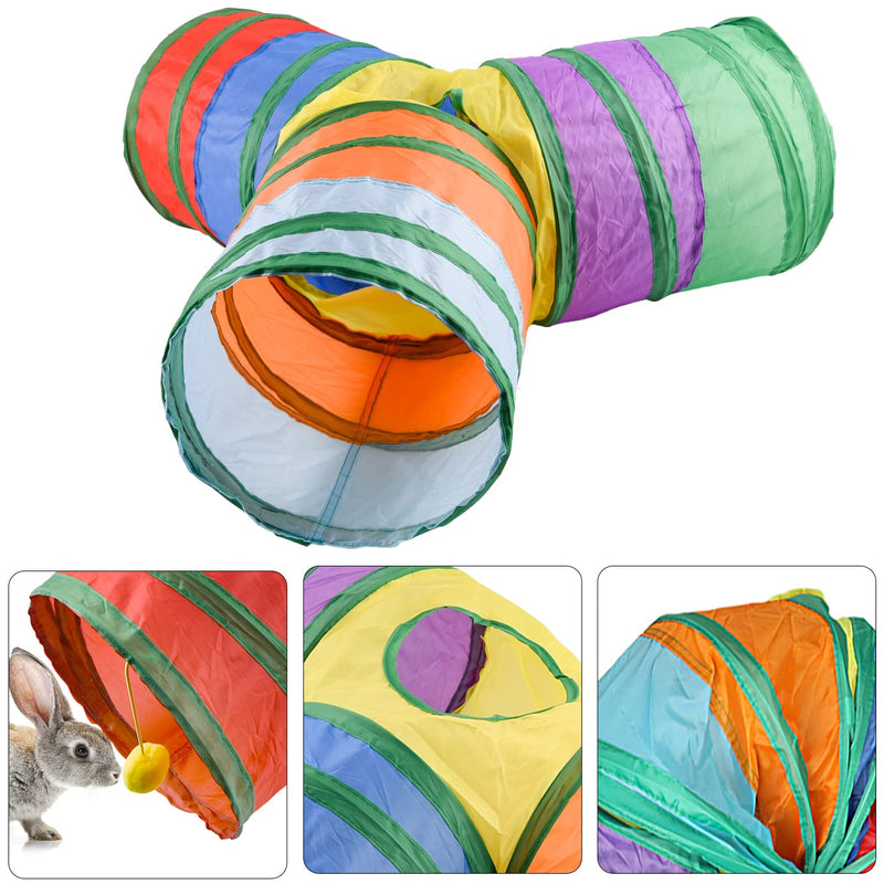 WXJ13 Bunny Tunnels Cat Tube Collapsible 3 Way Rabbit Tunnels for Indoor Bunnies Bunny Hideout Small Animal Tunnel Tubes Hideout Extra Hideaway Toys Rabbits Bunny Guinea Pigs Kitty Colorful - PawsPlanet Australia