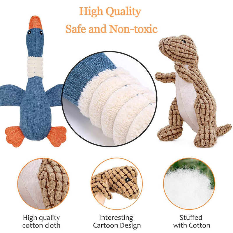 Нсрet Squeaky Dog Toys 6 Pack Toys Set, Dog Plush Toy, Durable Chew Toys for Puppy Small Medium Large Dogs - Monkey, Dinosaur, Wild goose, Rabbit, Elephant and Bull - PawsPlanet Australia