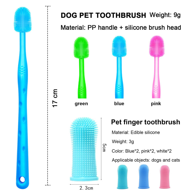 Pack of 9 dog toothbrushes, Mengger 360º Pets Teeth Cleaning Toothbrush for Dogs Cats Dental Care Silicone Bristles Finger Toothbrush for Small Dogs & Cats - PawsPlanet Australia