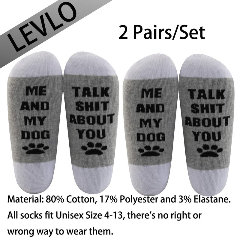 [Australia] - LEVLO Funny Dog Mom Gift for Dog Lover Me and My Dog Talk Shit About You Socks Funny Dog Saying Gift for Dog Mama 2 Pairs/Set 