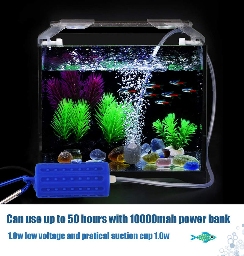 [Australia] - Useekoo 5V Mini Aquarium Air Pump USB for Aquarium, Fish Tank, Fishing with Air Stone and Silicone Tube - Dark Blue 