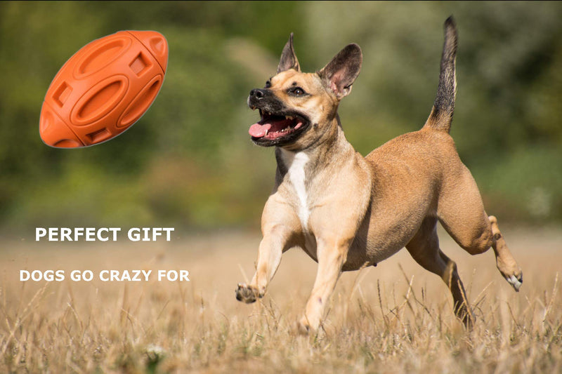 [Australia] - AccuteInsite Durable Rubber Football Squeaky Toys for Aggressive Chewers Toughest, Dog Squeaking Interactive Toys Tough Dog Chew Toys Ball for Medium and Large Breed, Natural Rubber Pet Toys 