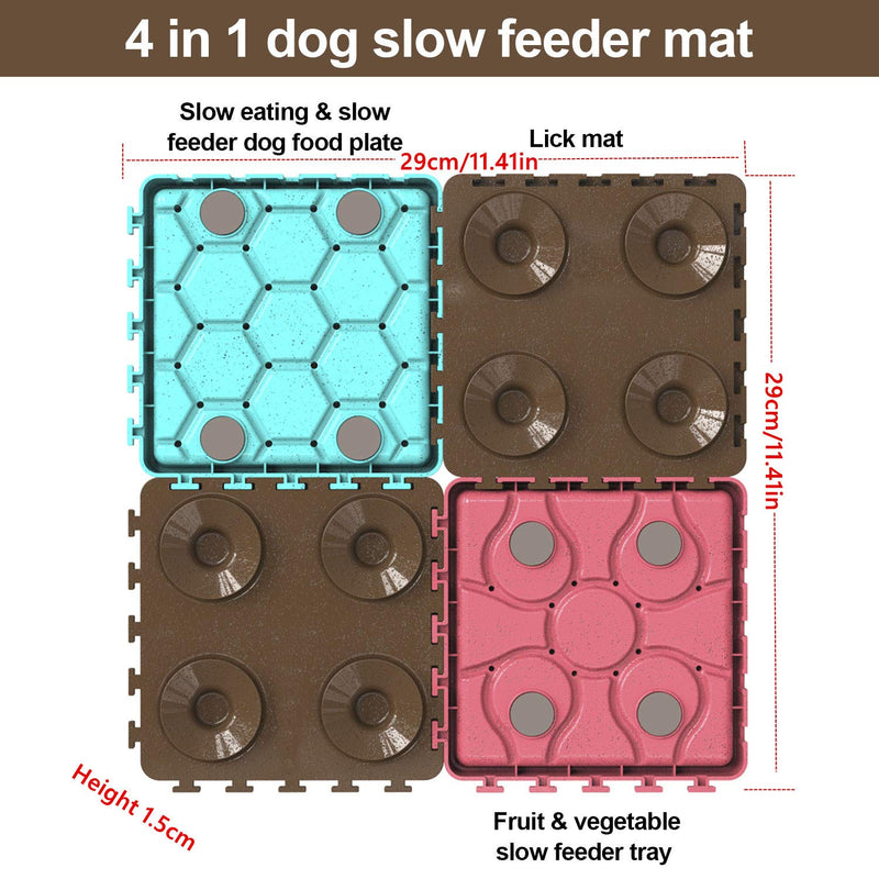 PETTOM Dog Slow Feeder Mat 4 in 1 Small and Large Dogs Licking Mat Blue and Brown Washing Distraction Device Slow Feeding Pad for Bathing Grooming Training - PawsPlanet Australia