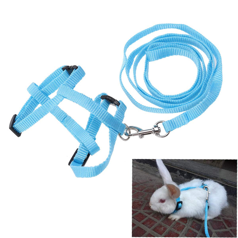 POPETPOP Adjustable Pet Rabbit Harness Nylon Bunny Harness Leash Lead - Soft Rabbit Harness and Leash for Walking Running Jogging Outdoor - Bunny Accessories (Sky-Blue) - PawsPlanet Australia